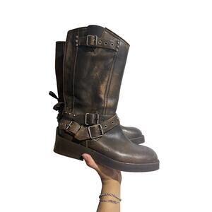 We The Free Janey Engineer Boots in Chocolate Distress sz 8.5